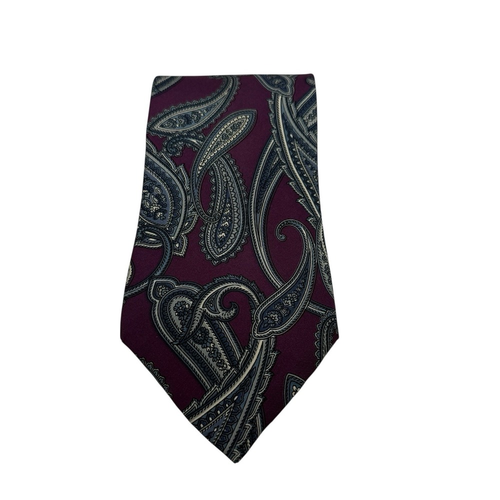 Vintage Christian Dior Monsieur Tie Classic Purple Paisley Print ~56" & 3.5"‎